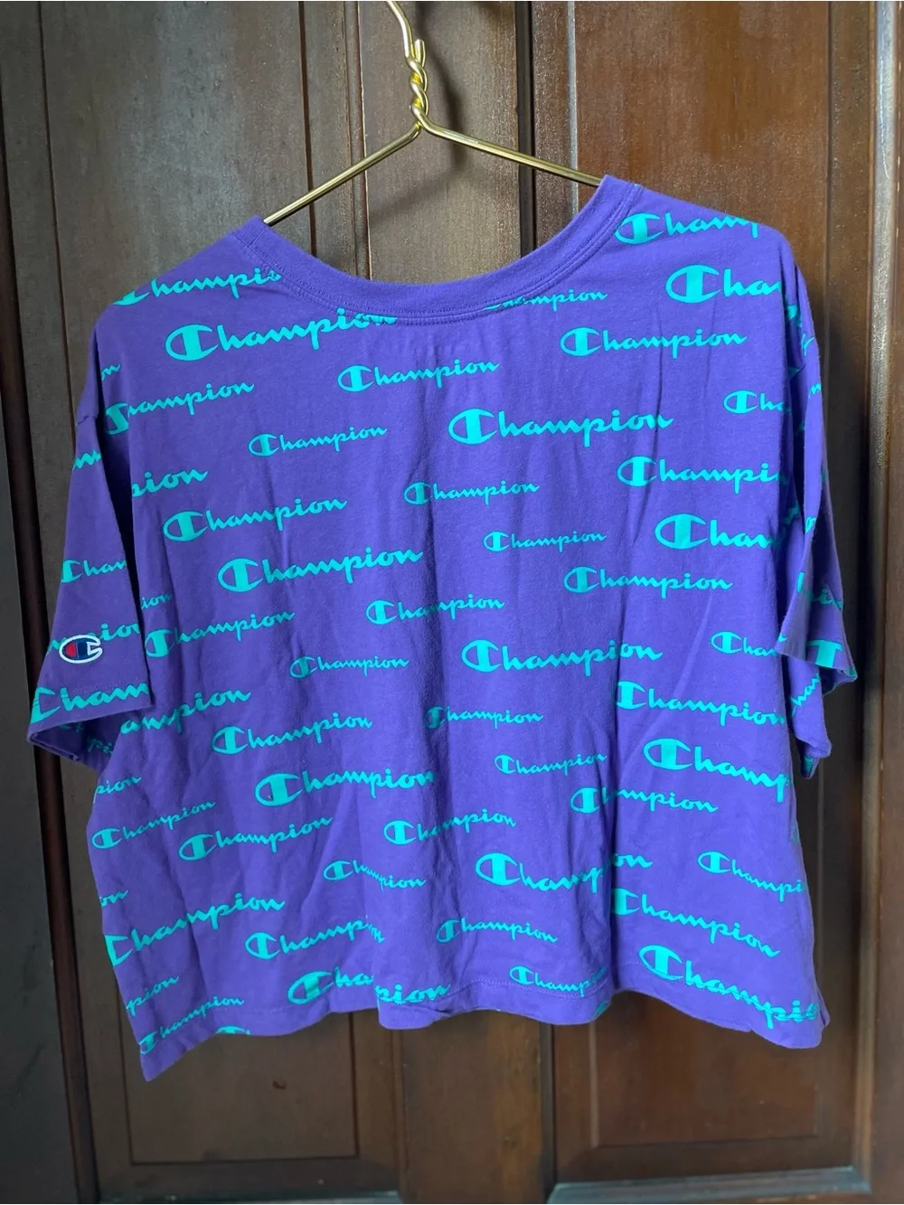 Champion women’s extra large short sleeve purple cropped top